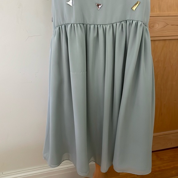BCBG Generation Sleeveless Dusty Blue Chiffon Dress With Gem Beads, Size L - Picture 4 of 16